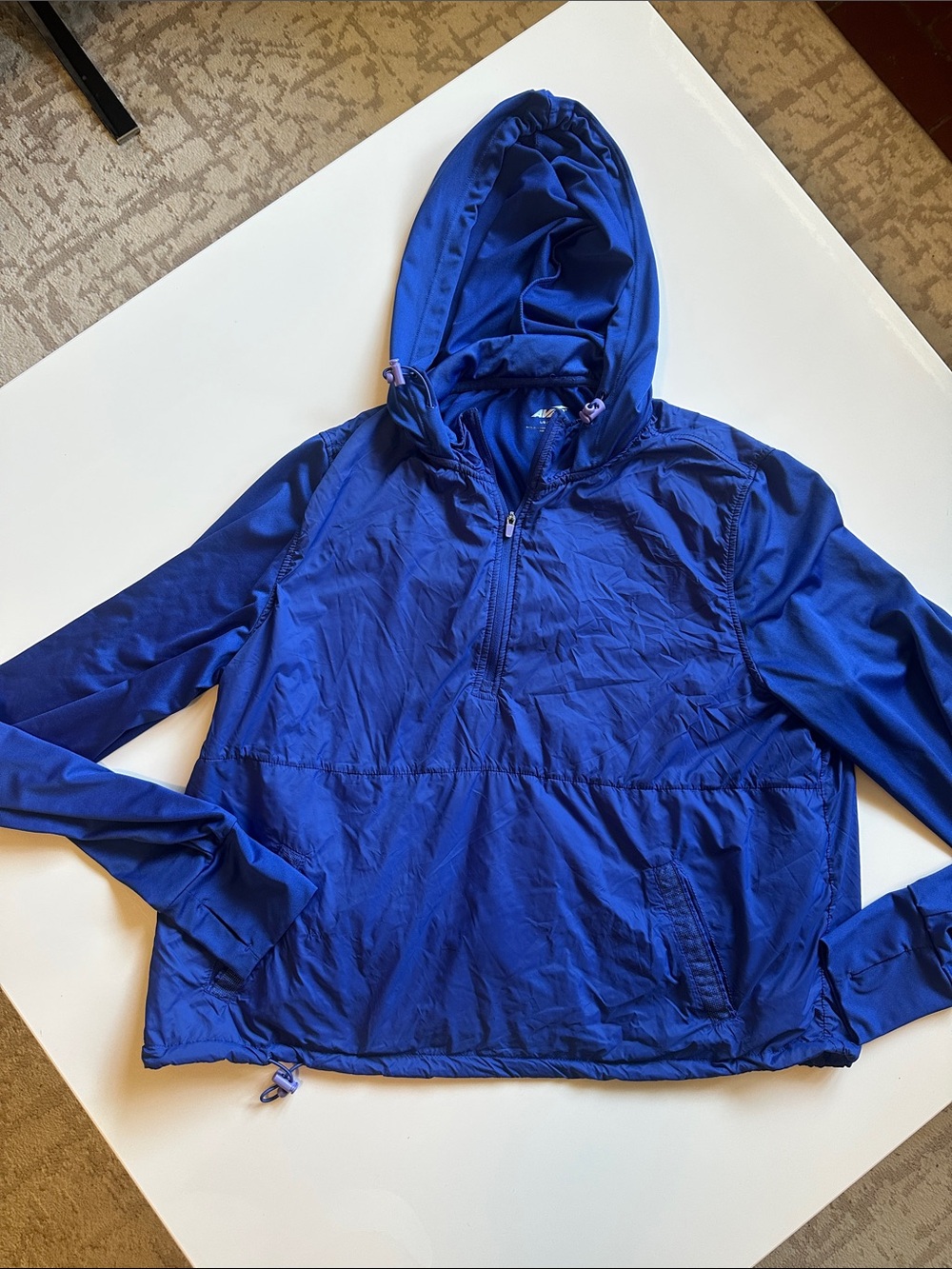Avia Royal Blue/Purple Hooded Half-Zip Windbreaker